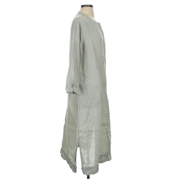 Poetry 100% Linen Half Button Down grey Oversized caftan long dress Size 4 - Picture 5 of 12